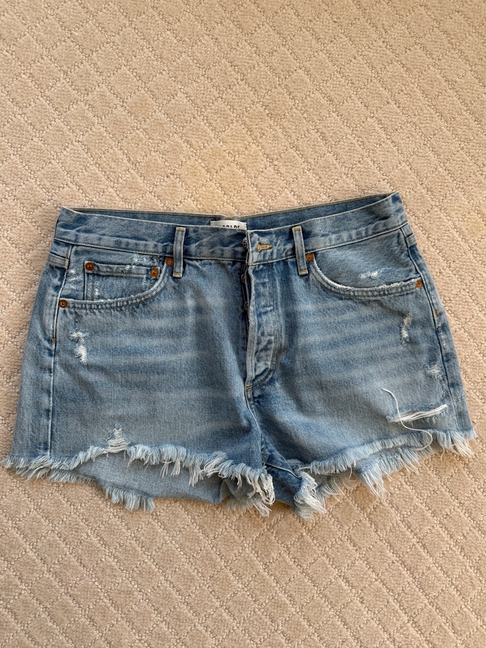 AGOLDE PARKER VINTAGE DENIM CUTOFF SHORTS, size 30